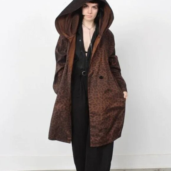 Mycra Pac Donatella Reversible Copper Leopard print hood Raincoat S/M NWOT - Picture 1 of 12